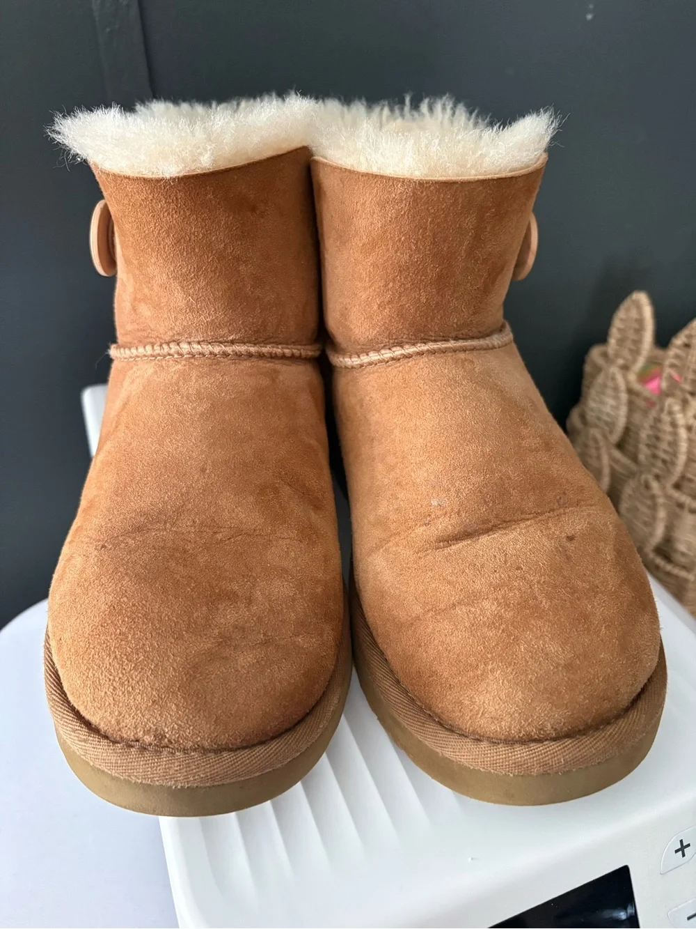 UGG Chestnut Suede Mini Button Boot
